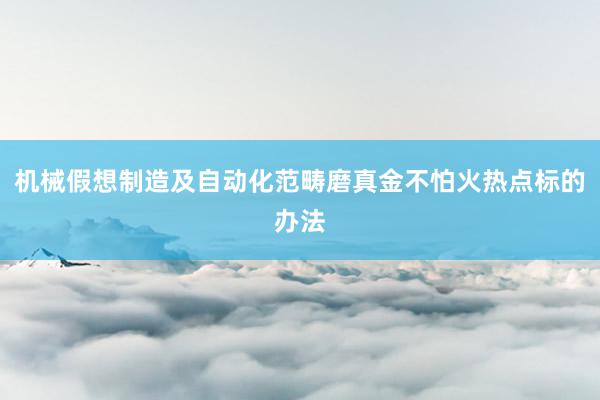 机械假想制造及自动化范畴磨真金不怕火热点标的办法